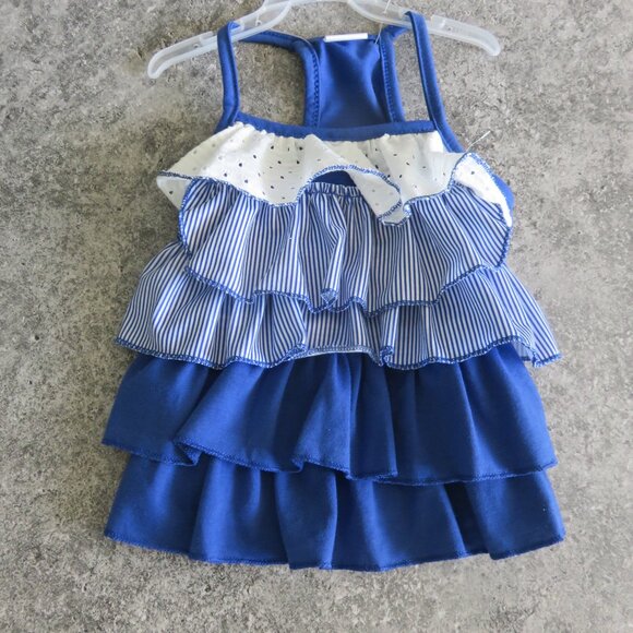 (#116) Pet Spirit Blue n White Ruffle Layered Dog Dress Size M - Picture 2 of 5